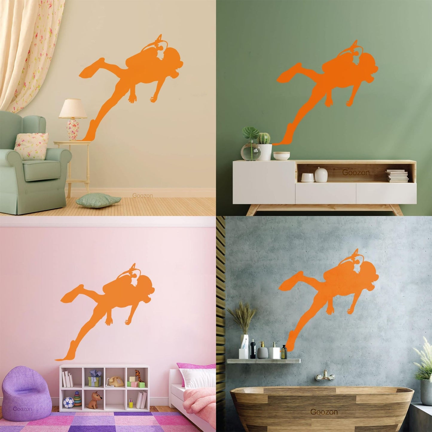 Scuba Diving Sea Ocean Underwater Lettering Stickers Removable Without Leaving Glue