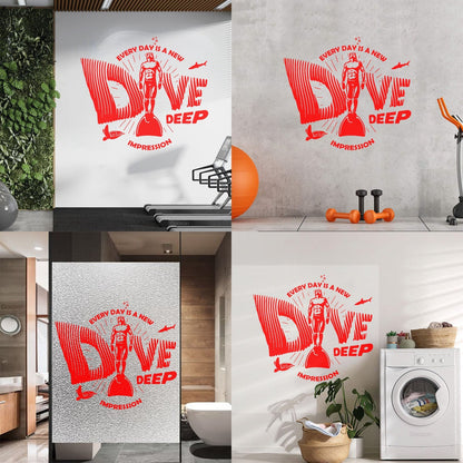 Wall Decals Paster Paper Sea Ocean Diving Underwater Scuba Diver Self Adhesive