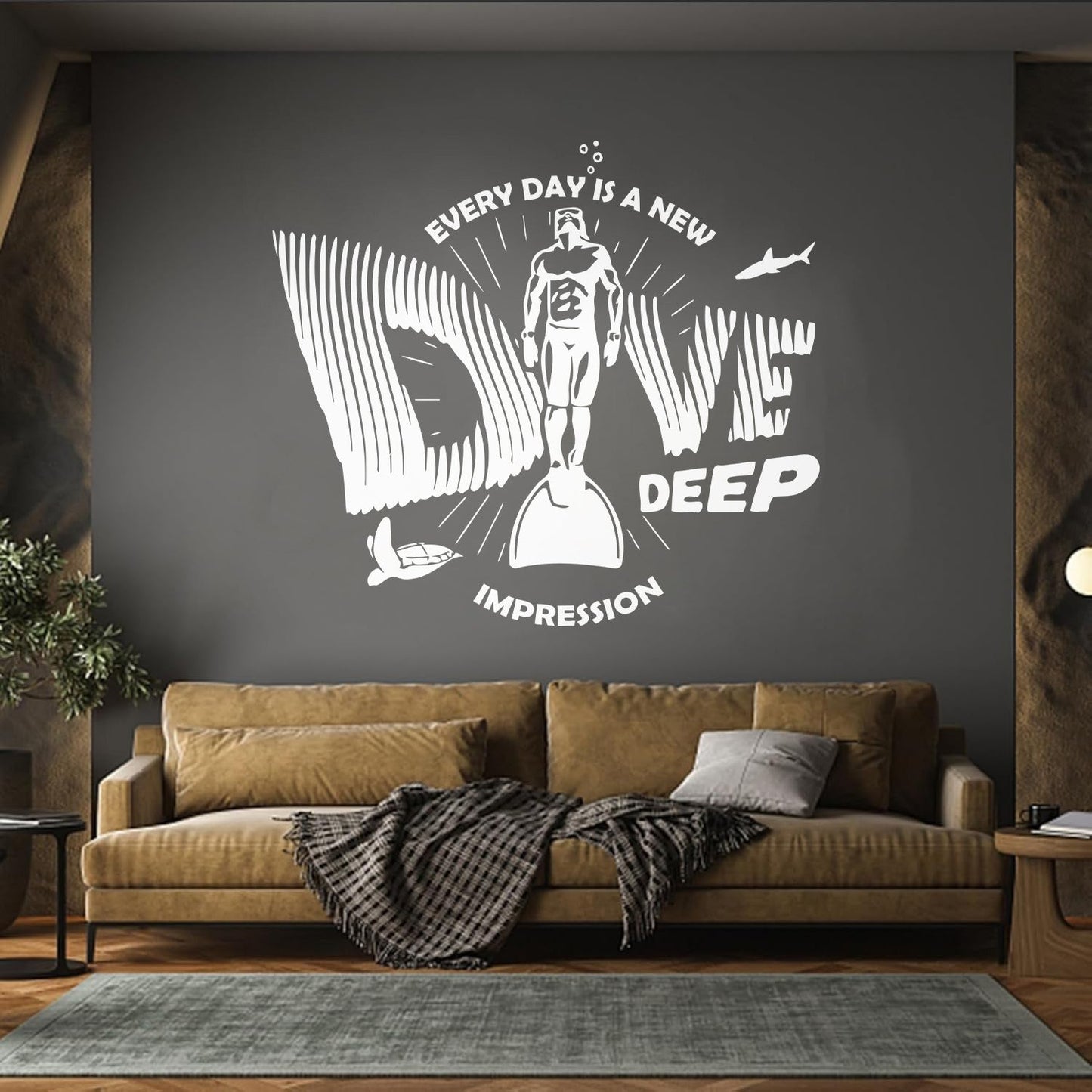 Wall Decals Paster Paper Sea Ocean Diving Underwater Scuba Diver Self Adhesive