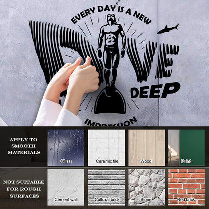 Wall Decals Paster Paper Sea Ocean Diving Underwater Scuba Diver Self Adhesive