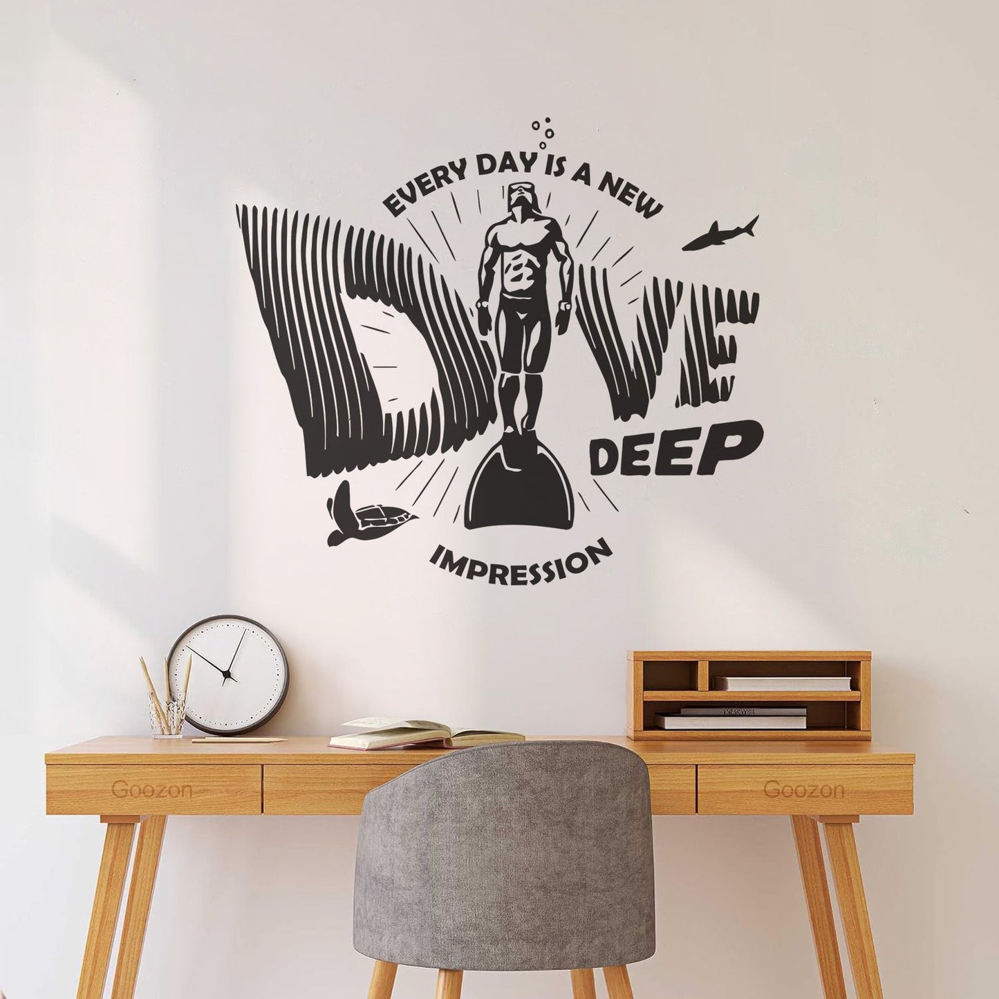 Wall Decals Paster Paper Sea Ocean Diving Underwater Scuba Diver Self Adhesive