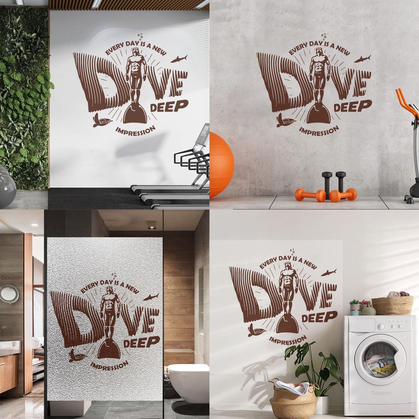 Wall Decals Paster Paper Sea Ocean Diving Underwater Scuba Diver Self Adhesive