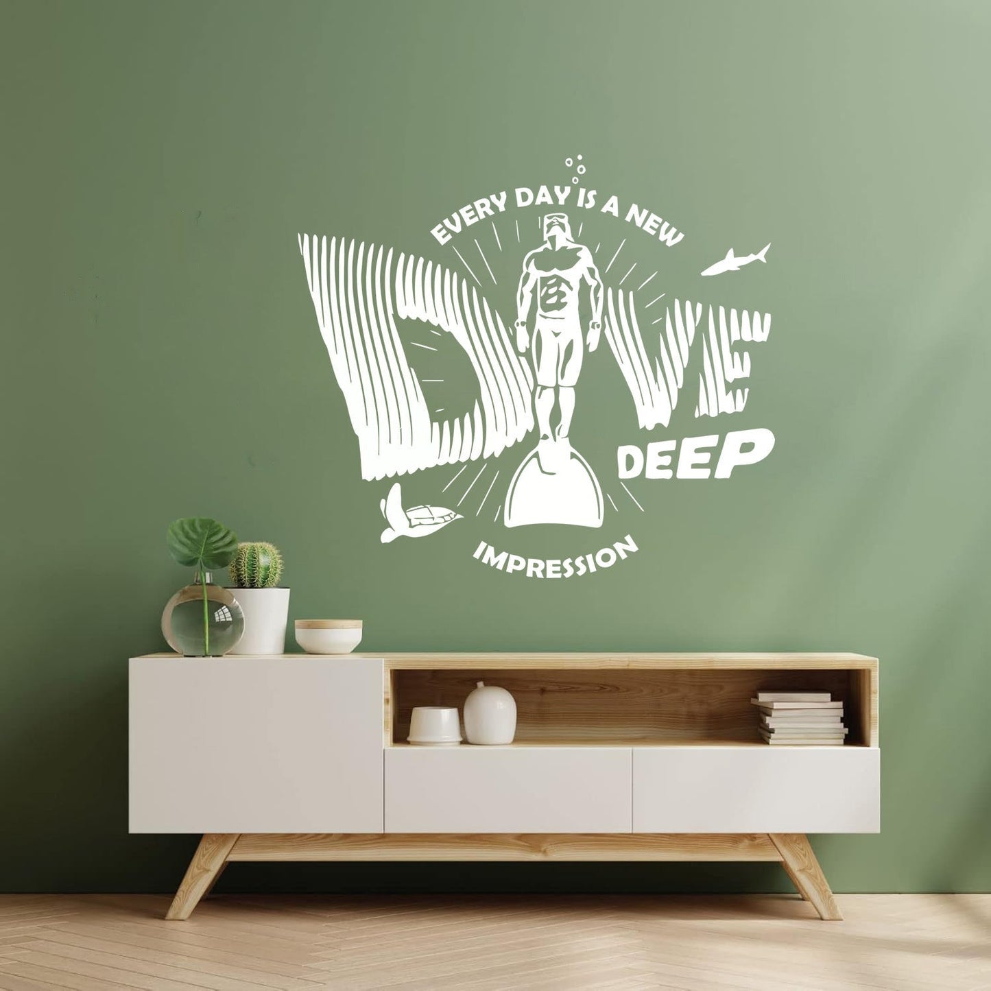 Wall Decals Paster Paper Sea Ocean Diving Underwater Scuba Diver Self Adhesive