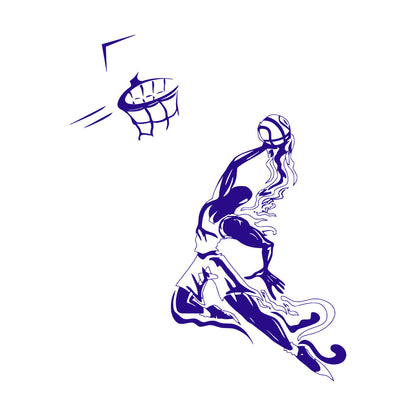Sport Basketball Player Jumping Ball Basketball Hoop Engraving Stickers Wall Beautification