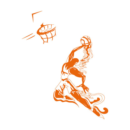 Sport Basketball Player Jumping Ball Basketball Hoop Engraving Stickers Wall Beautification