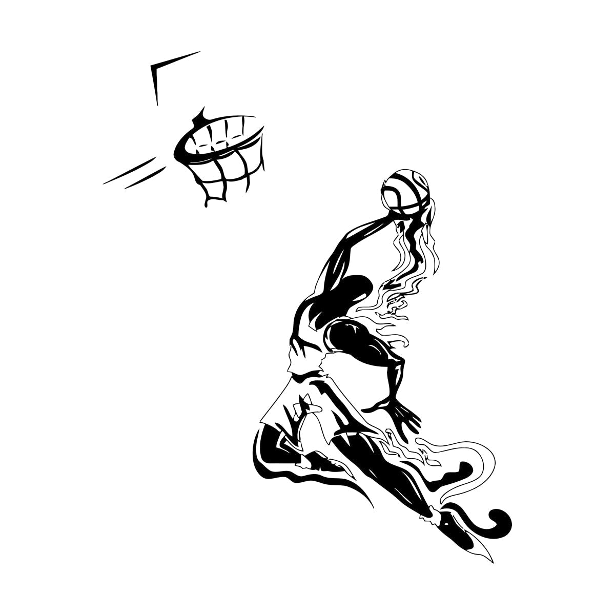 Sport Basketball Player Jumping Ball Basketball Hoop Engraving Stickers Wall Beautification