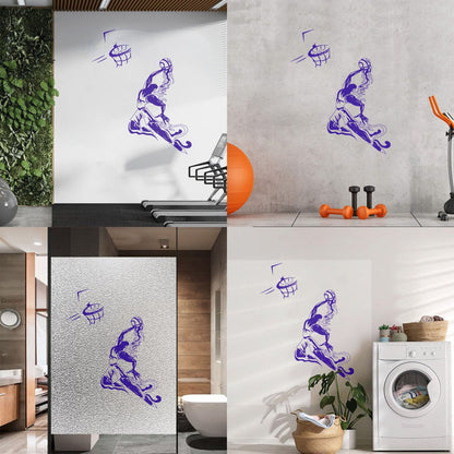 Sport Basketball Player Jumping Ball Basketball Hoop Engraving Stickers Wall Beautification