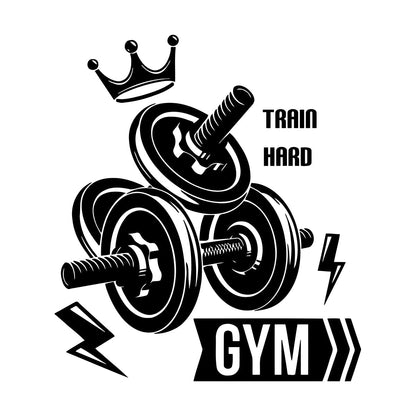 Mural And Wall Vinyl Decal Sport Fitnesscenter Gymnastics Dumbbells Bodybuilding Train Hard Multi Color Selection