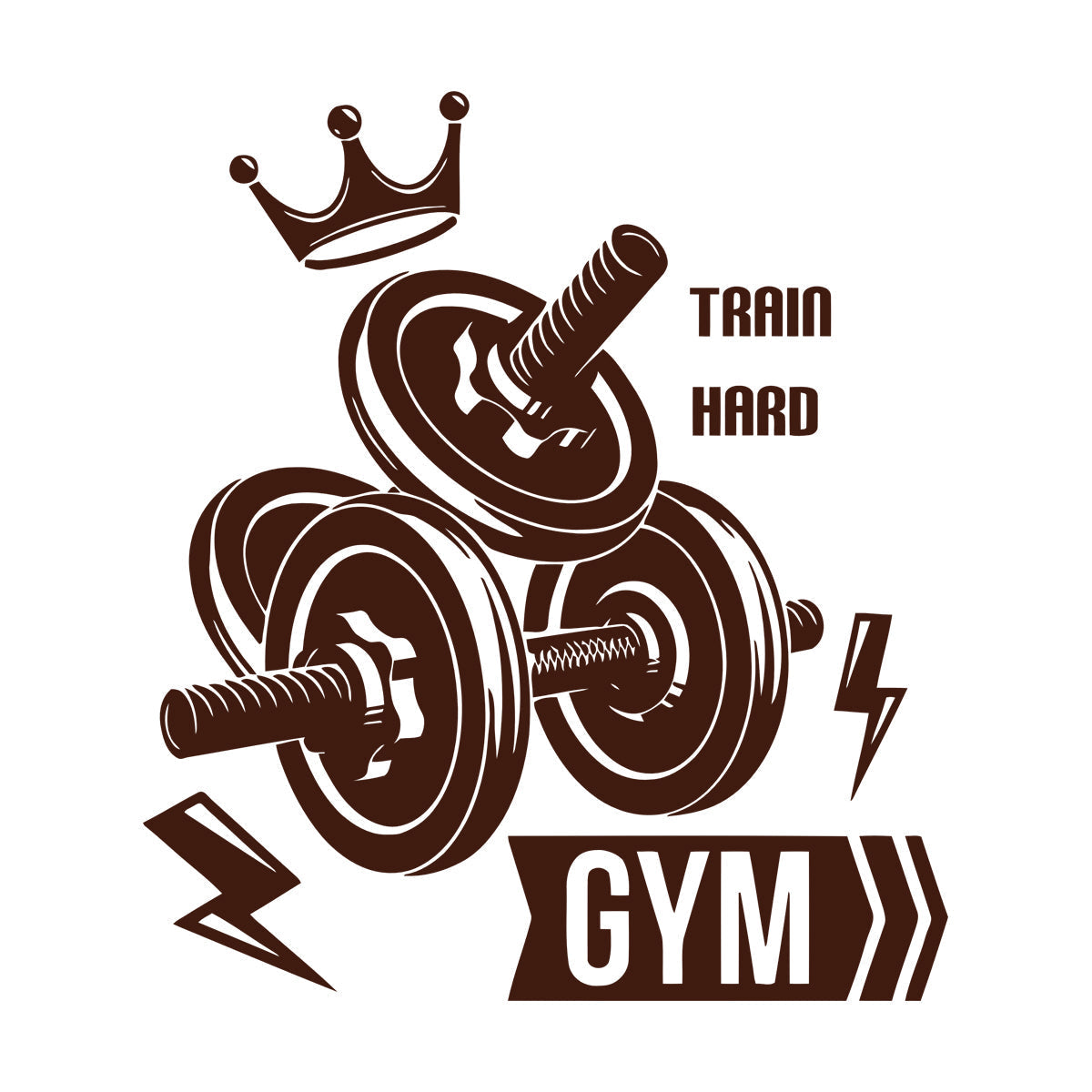 Mural And Wall Vinyl Decal Sport Fitnesscenter Gymnastics Dumbbells Bodybuilding Train Hard Multi Color Selection