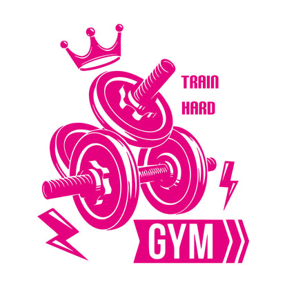 Mural And Wall Vinyl Decal Sport Fitnesscenter Gymnastics Dumbbells Bodybuilding Train Hard Multi Color Selection
