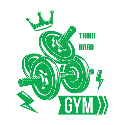 Mural And Wall Vinyl Decal Sport Fitnesscenter Gymnastics Dumbbells Bodybuilding Train Hard Multi Color Selection