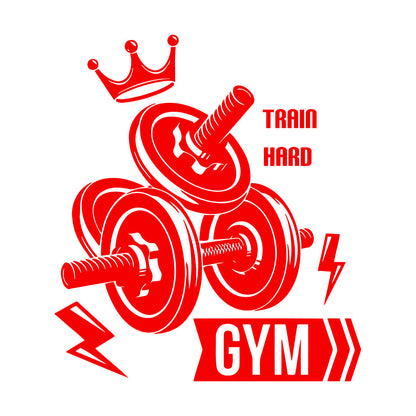 Mural And Wall Vinyl Decal Sport Fitnesscenter Gymnastics Dumbbells Bodybuilding Train Hard Multi Color Selection