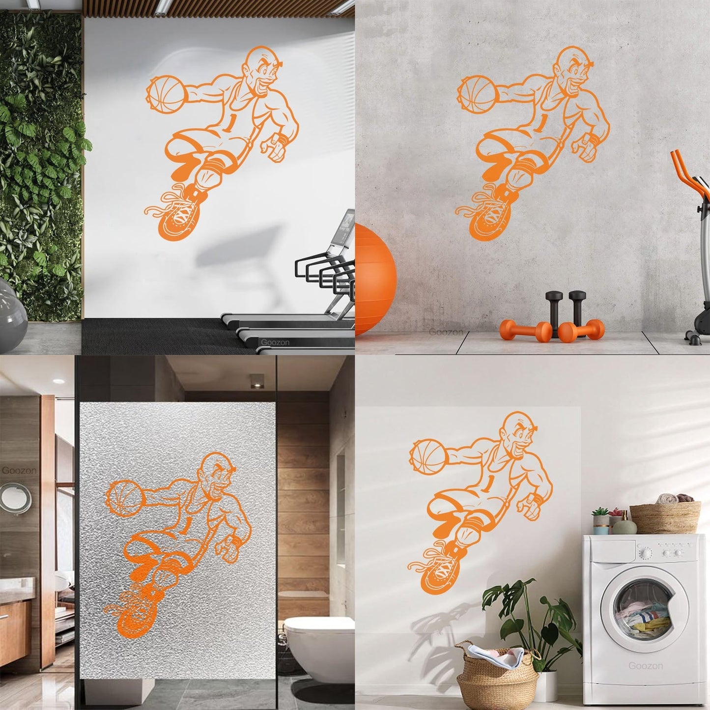 Wall Stickers Paster Paper Sport Game Basketball Player Cartoon Caricature Equipped With Transfer Film Kit