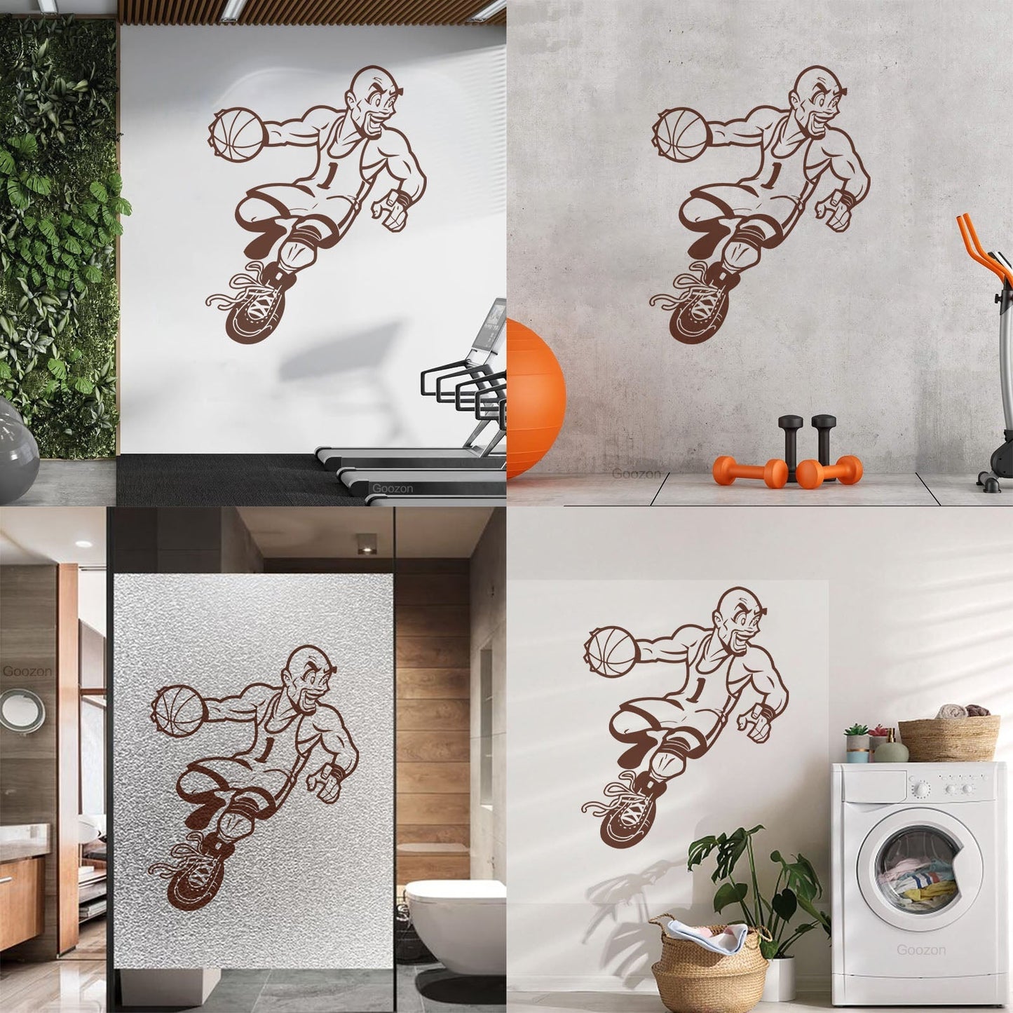 Wall Stickers Paster Paper Sport Game Basketball Player Cartoon Caricature Equipped With Transfer Film Kit
