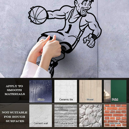 Wall Stickers Paster Paper Sport Game Basketball Player Cartoon Caricature Equipped With Transfer Film Kit