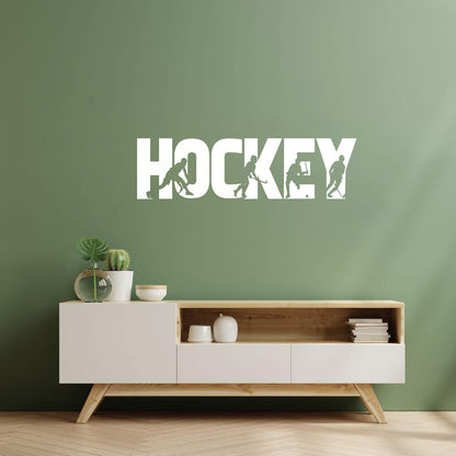 Sport Game Hockey Word Silhouettes Wall Vinyl Sticker Decor Easy Installation
