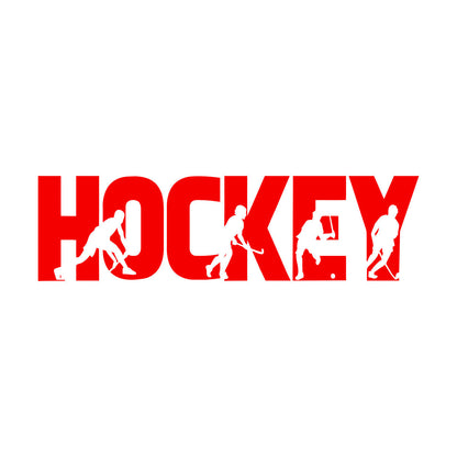 Sport Game Hockey Word Silhouettes Wall Vinyl Sticker Decor Easy Installation