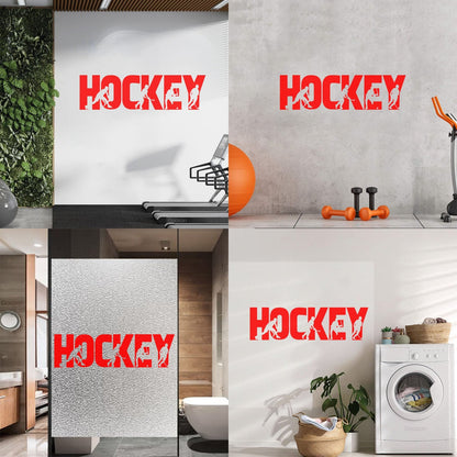Sport Game Hockey Word Silhouettes Wall Vinyl Sticker Decor Easy Installation