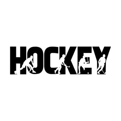 Sport Game Hockey Word Silhouettes Wall Vinyl Sticker Decor Easy Installation