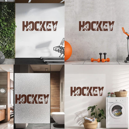 Sport Game Hockey Word Silhouettes Wall Vinyl Sticker Decor Easy Installation