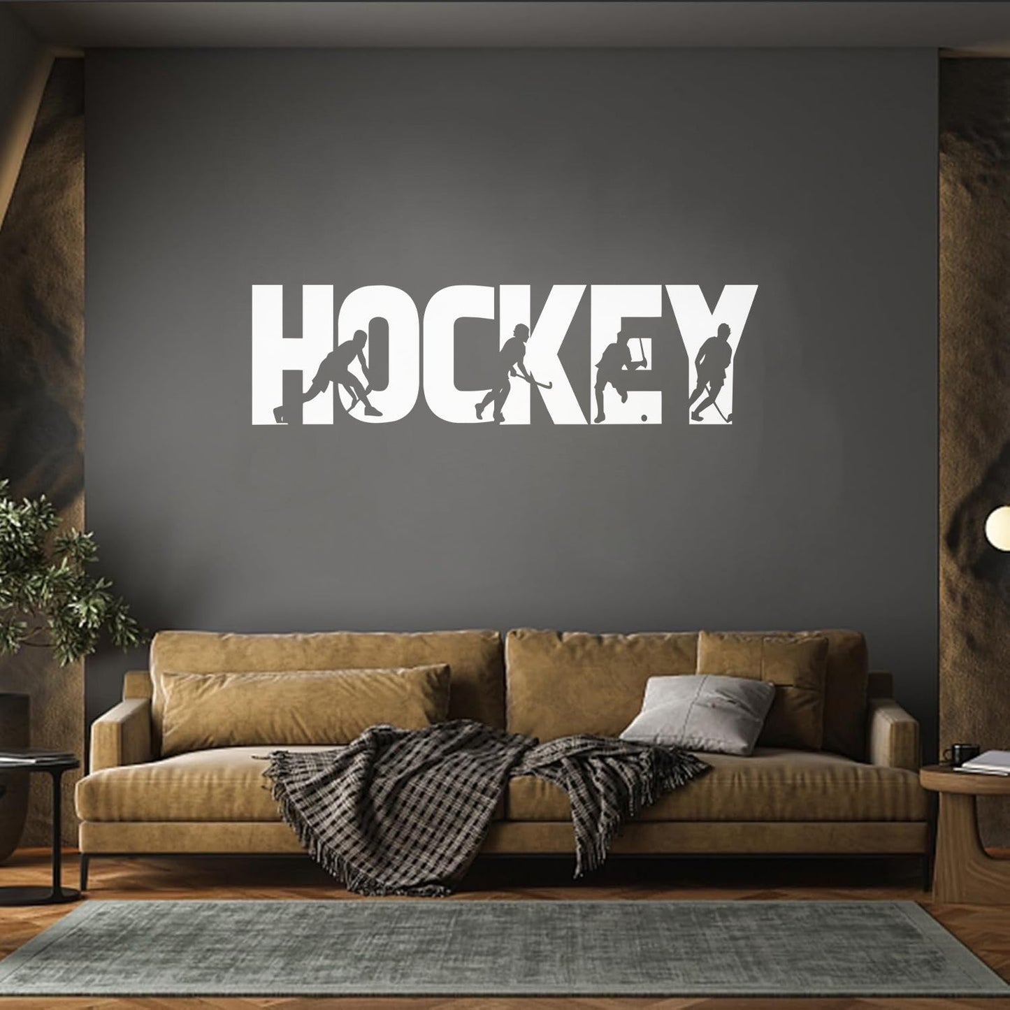 Sport Game Hockey Word Silhouettes Wall Vinyl Sticker Decor Easy Installation
