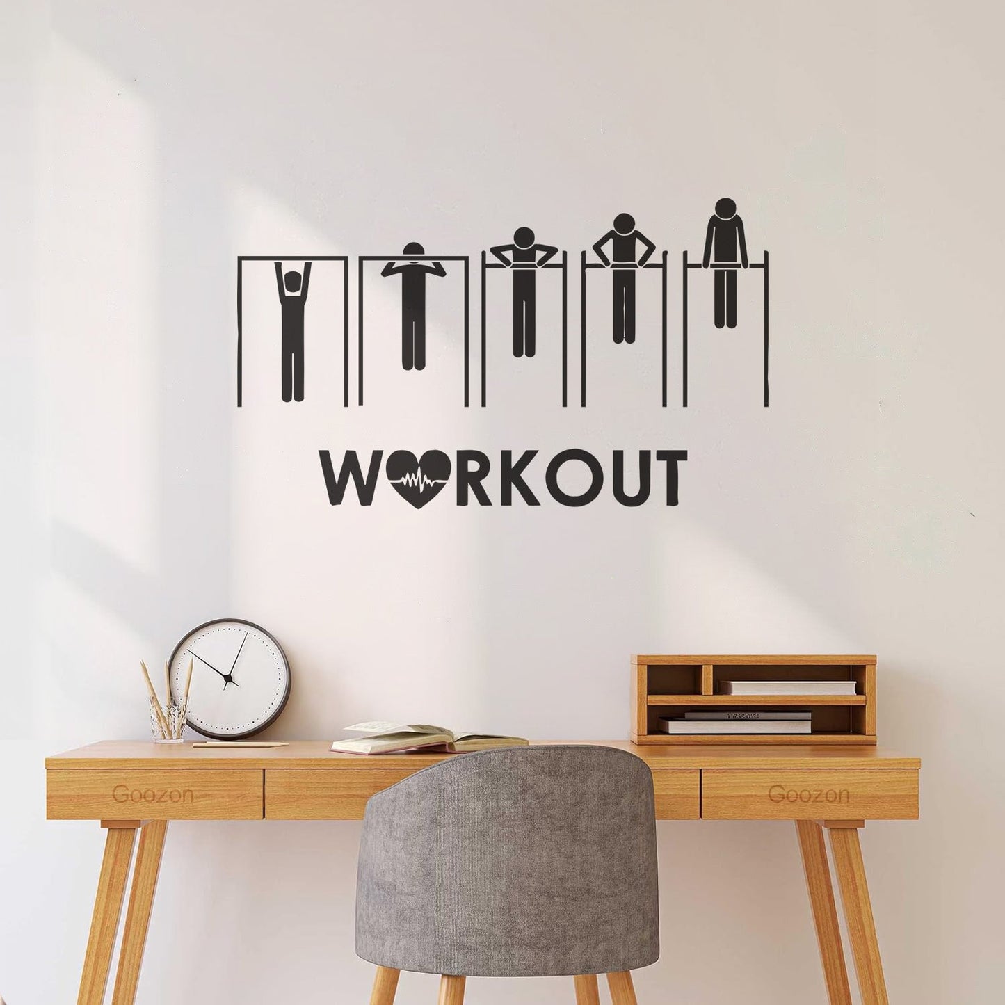 Wall Stickers Sport Health Horizontal Bars Pullups Workout Multiple Size Options
