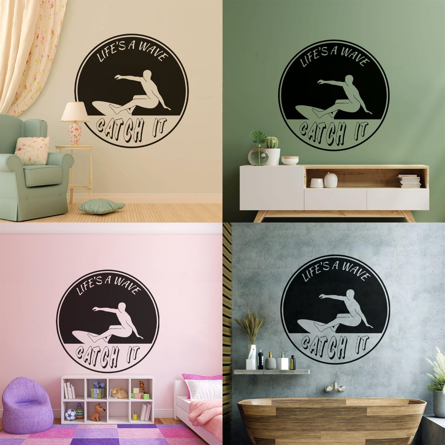 Sport Surfing Wave Extreme Life Style Surfer Wall Decals Pvc It Won'T Fall Off