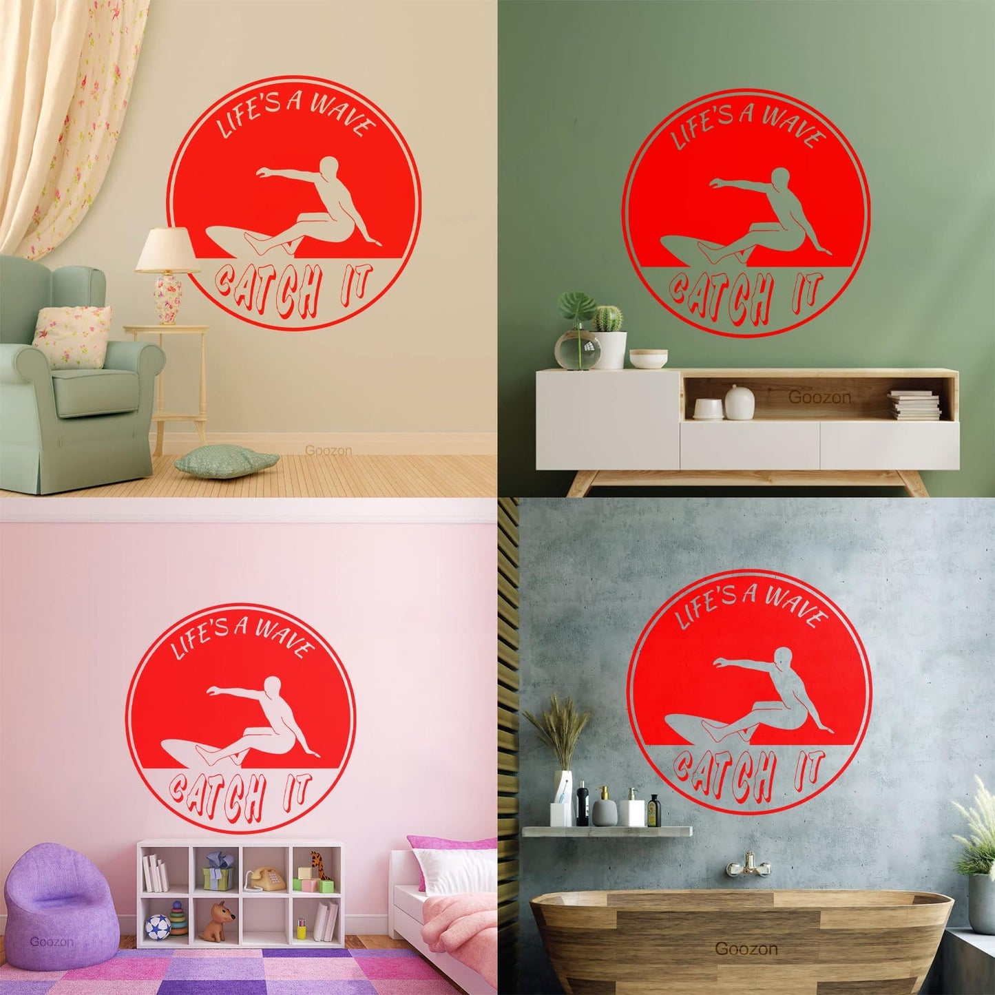 Sport Surfing Wave Extreme Life Style Surfer Wall Decals Pvc It Won'T Fall Off