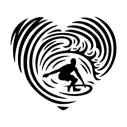 Mural And Wall Vinyl Decal Surfing Ocean Sport Heart Extreme Beach Sea Glass Stickers