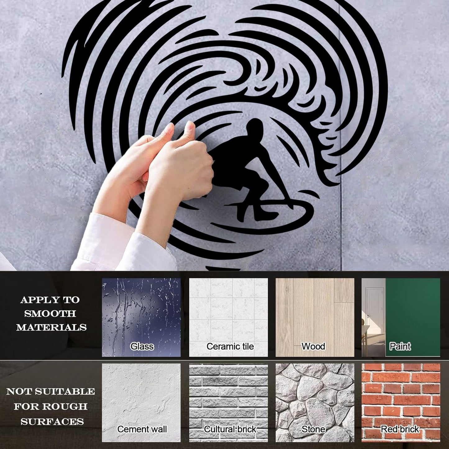 Mural And Wall Vinyl Decal Surfing Ocean Sport Heart Extreme Beach Sea Glass Stickers