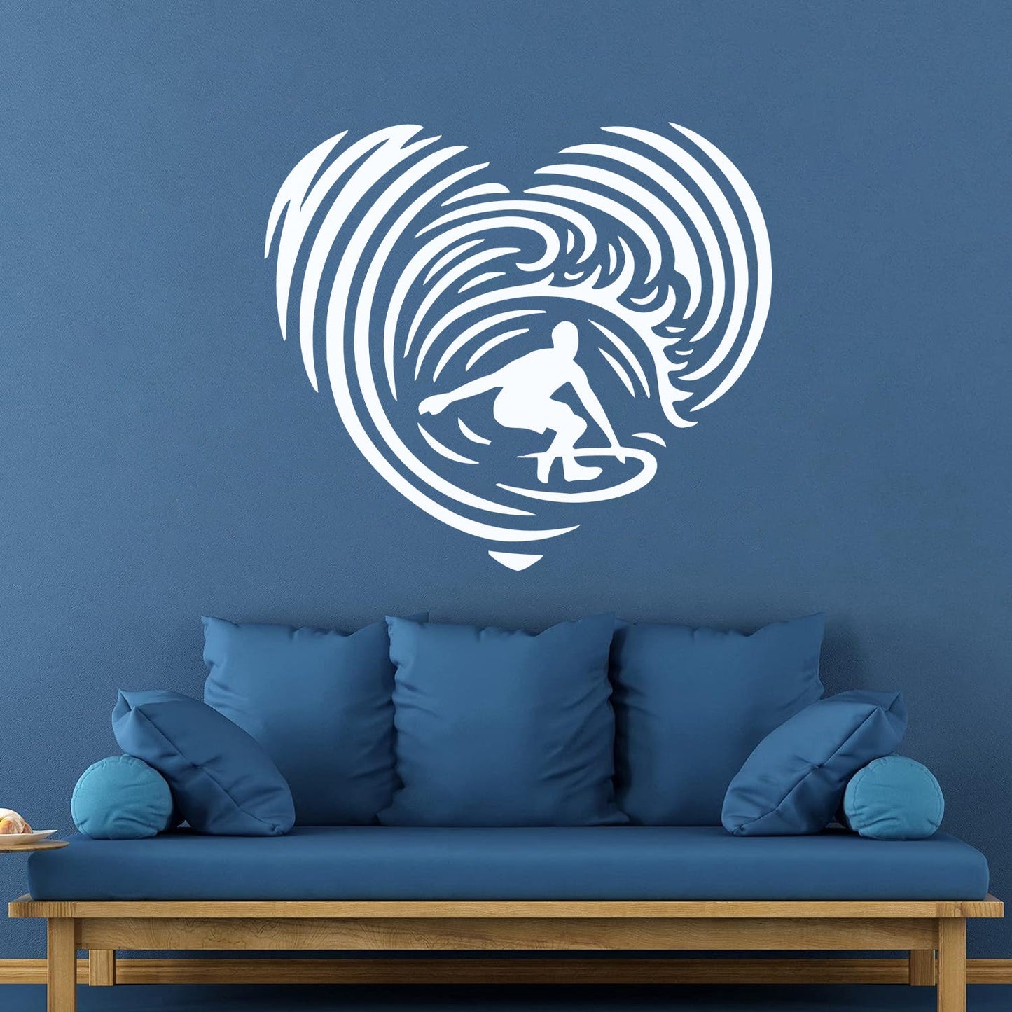 Mural And Wall Vinyl Decal Surfing Ocean Sport Heart Extreme Beach Sea Glass Stickers