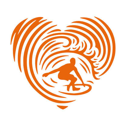 Mural And Wall Vinyl Decal Surfing Ocean Sport Heart Extreme Beach Sea Glass Stickers