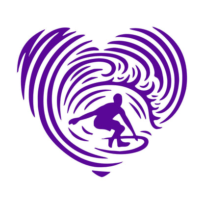 Mural And Wall Vinyl Decal Surfing Ocean Sport Heart Extreme Beach Sea Glass Stickers