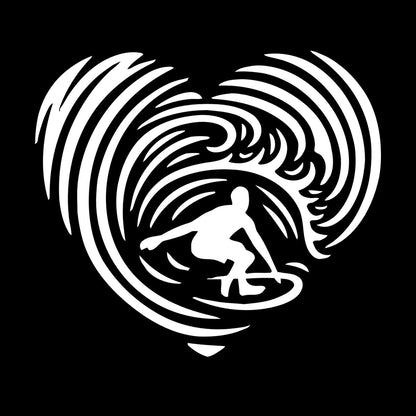 Mural And Wall Vinyl Decal Surfing Ocean Sport Heart Extreme Beach Sea Glass Stickers