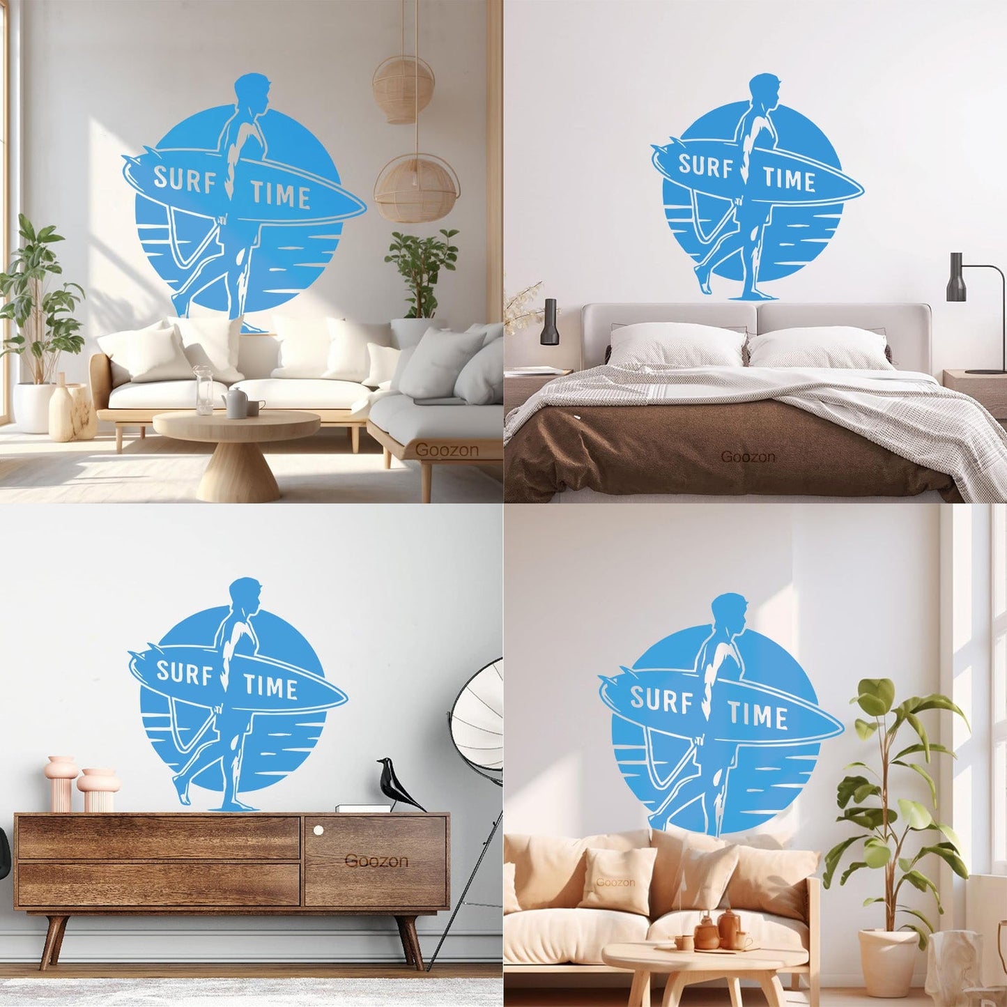 Wall Vinyl Sticker Decor Surf Time Sport Surfing Beach Sun Sea Ocean Tattoo Culture