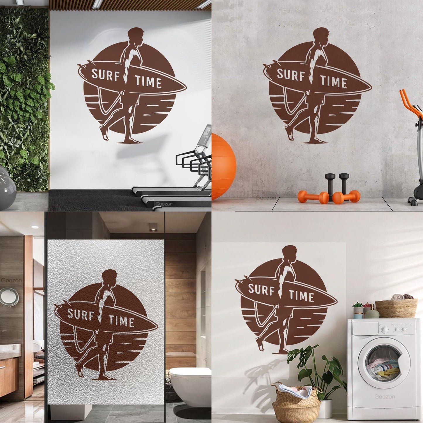 Wall Vinyl Sticker Decor Surf Time Sport Surfing Beach Sun Sea Ocean Tattoo Culture