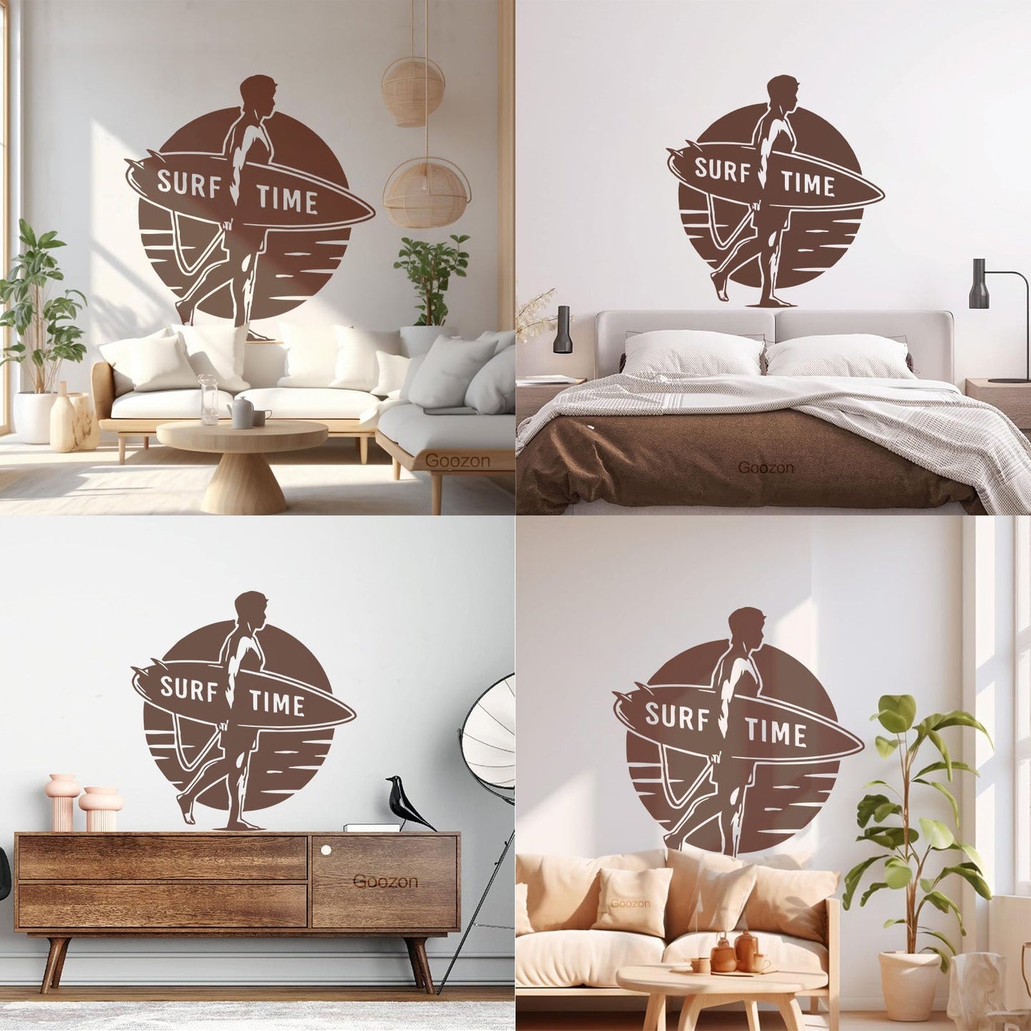 Wall Vinyl Sticker Decor Surf Time Sport Surfing Beach Sun Sea Ocean Tattoo Culture