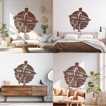 Wall Vinyl Sticker Decor Surf Time Sport Surfing Beach Sun Sea Ocean Tattoo Culture