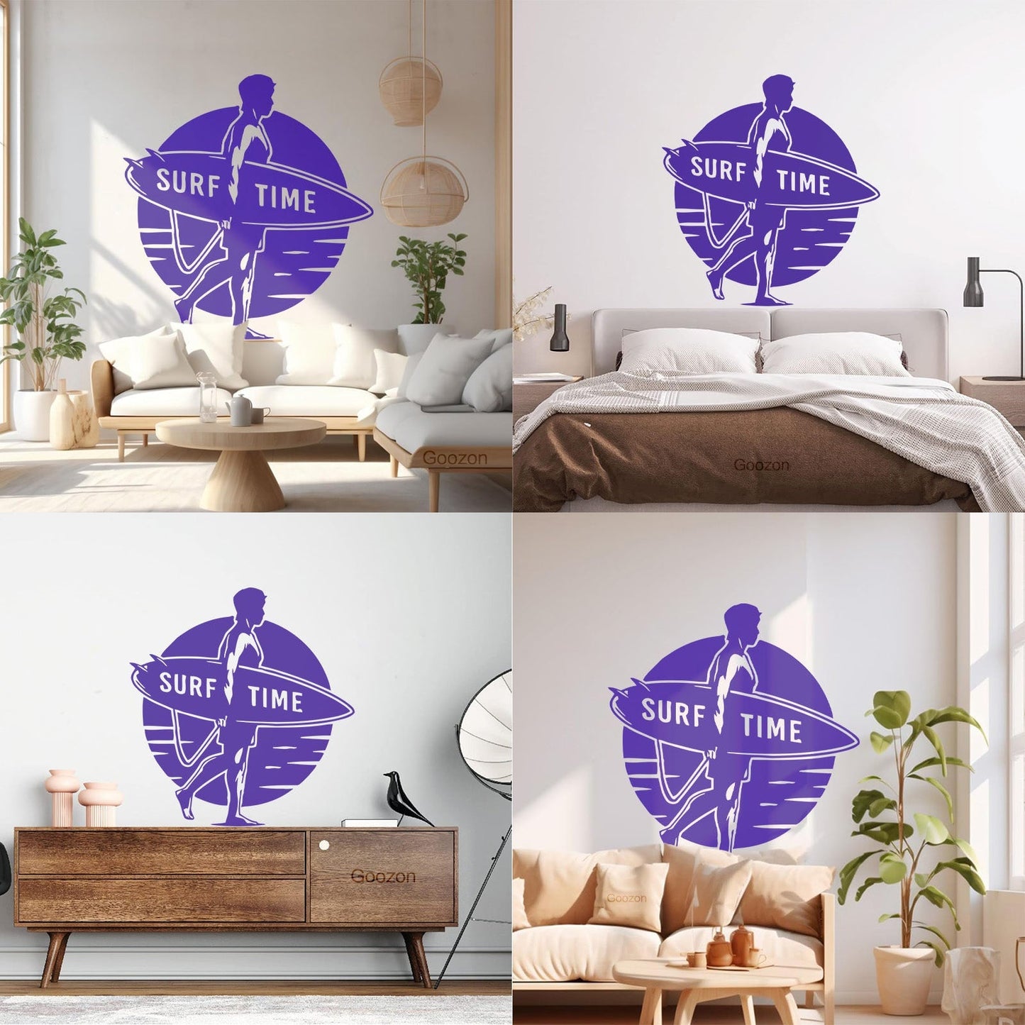 Wall Vinyl Sticker Decor Surf Time Sport Surfing Beach Sun Sea Ocean Tattoo Culture