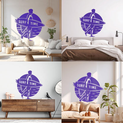 Wall Vinyl Sticker Decor Surf Time Sport Surfing Beach Sun Sea Ocean Tattoo Culture