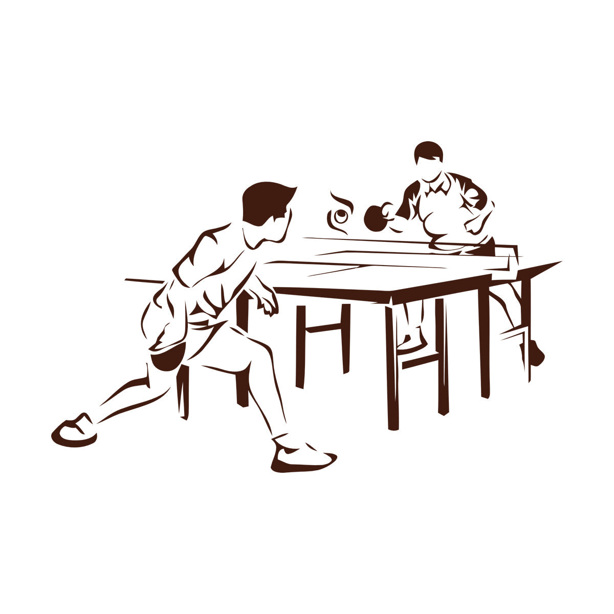 Fine Carving Decals Table Tennis Game Sports Competitions Players Do Not Damage The Wall Surface