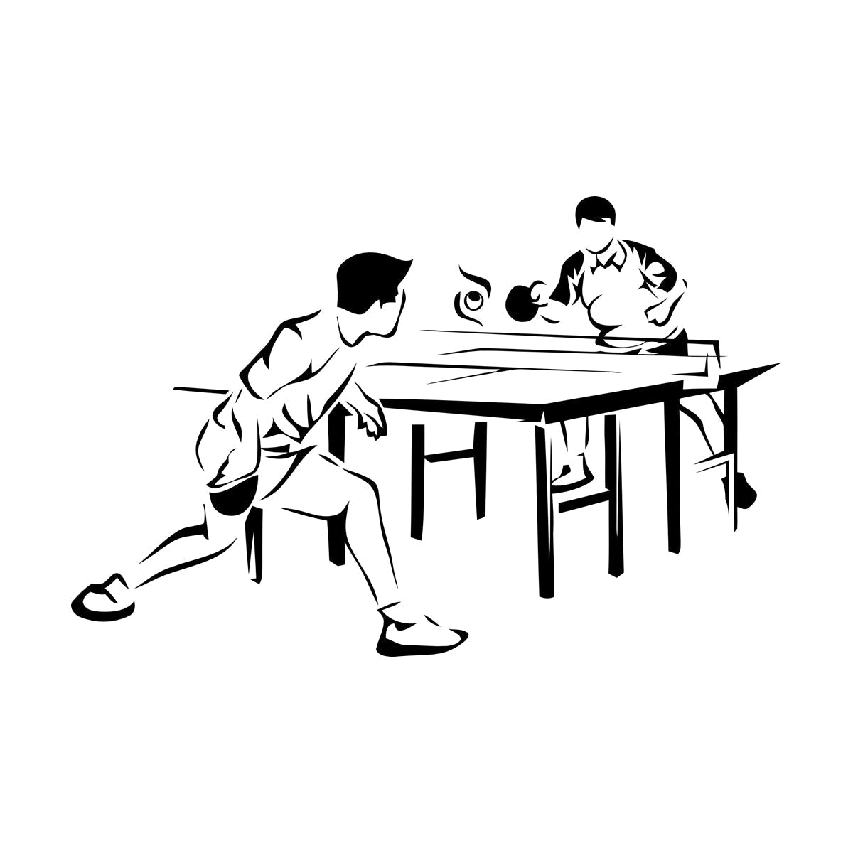 Fine Carving Decals Table Tennis Game Sports Competitions Players Do Not Damage The Wall Surface