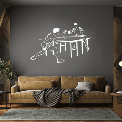 Fine Carving Decals Table Tennis Game Sports Competitions Players Do Not Damage The Wall Surface