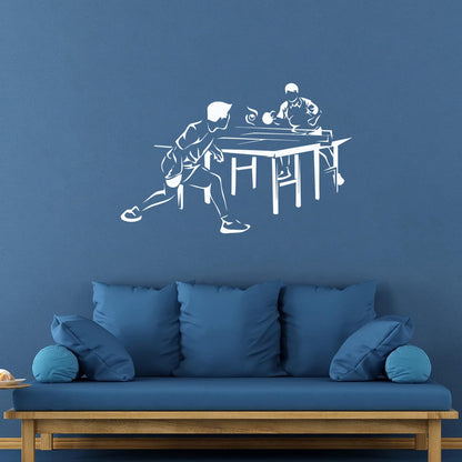Fine Carving Decals Table Tennis Game Sports Competitions Players Do Not Damage The Wall Surface