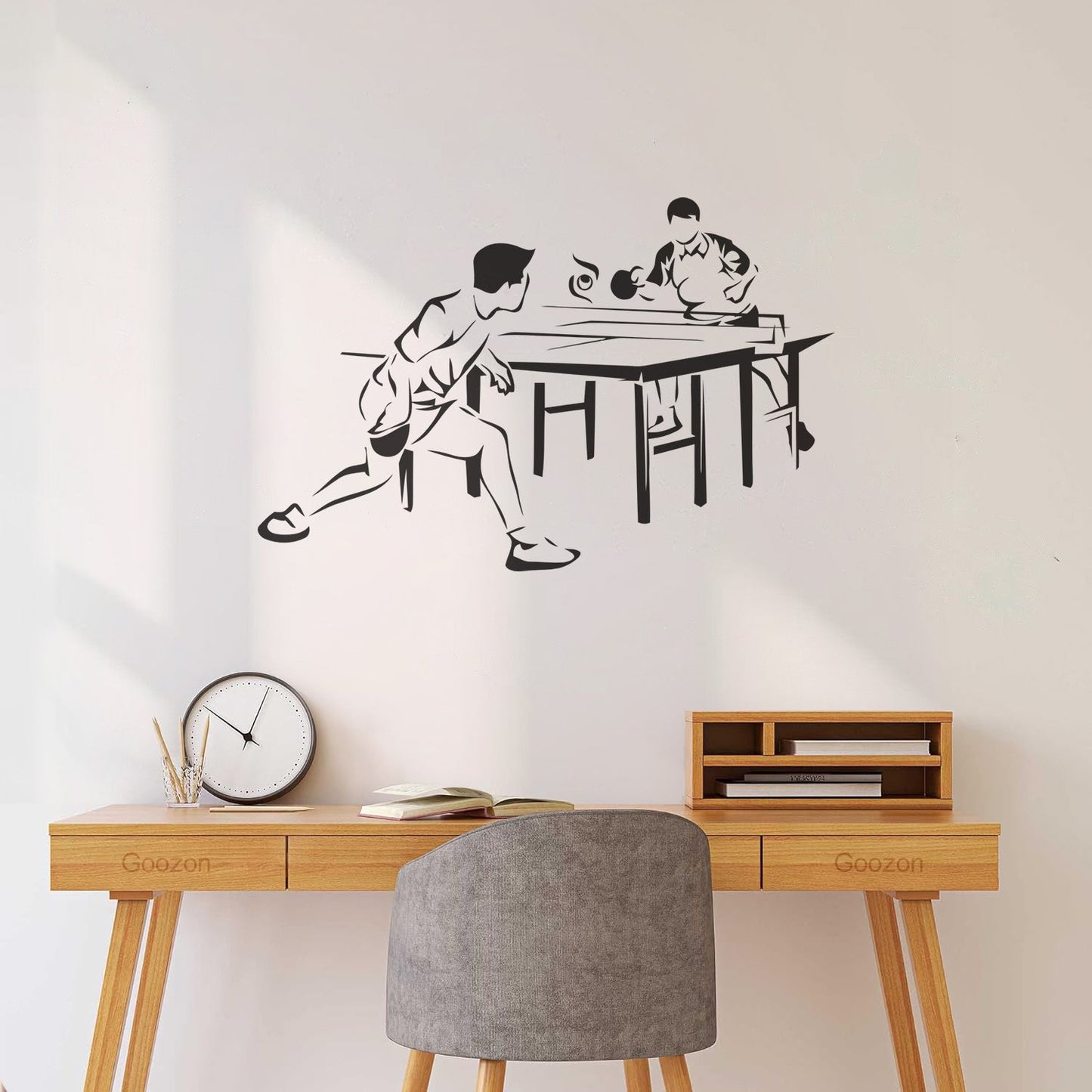 Fine Carving Decals Table Tennis Game Sports Competitions Players Do Not Damage The Wall Surface