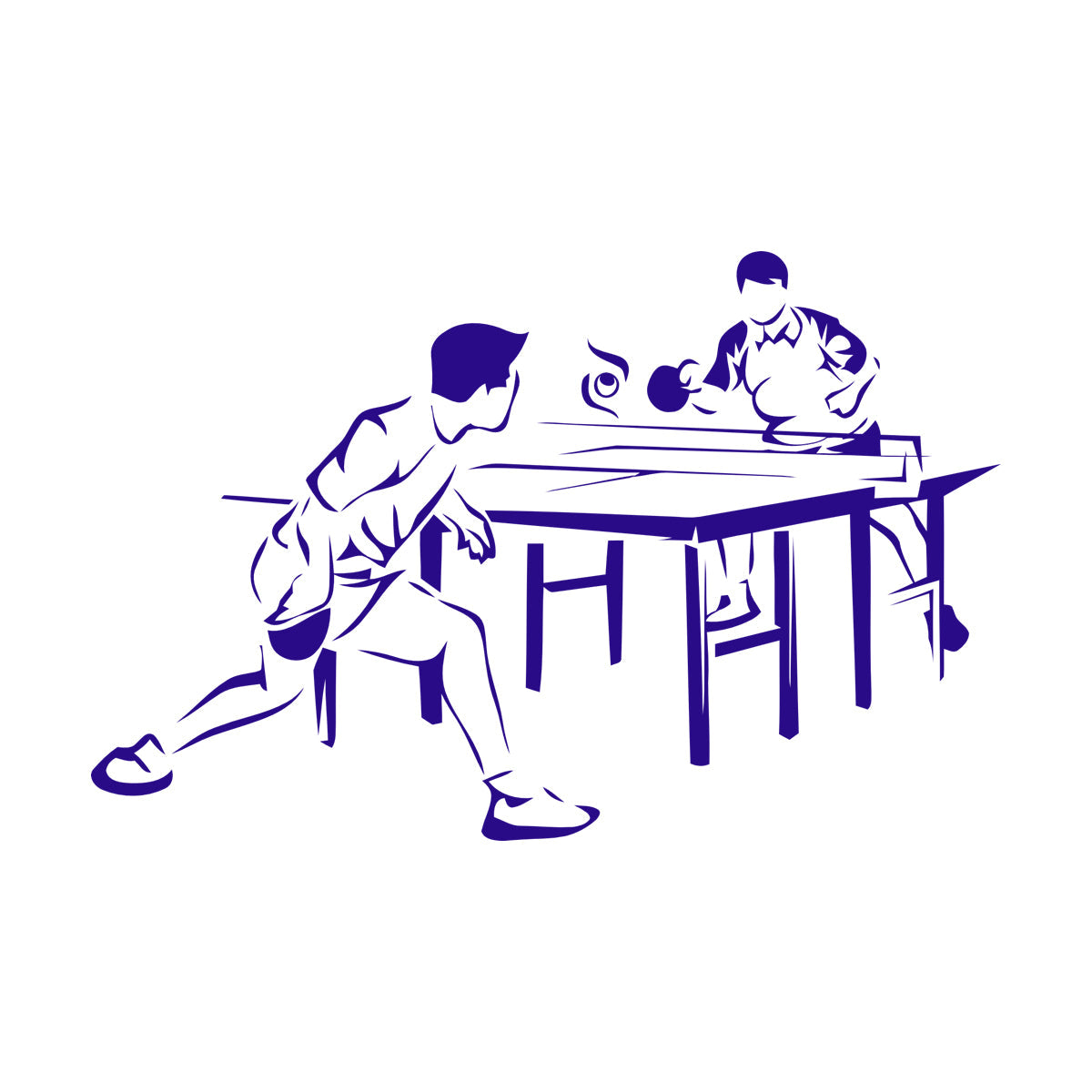 Fine Carving Decals Table Tennis Game Sports Competitions Players Do Not Damage The Wall Surface