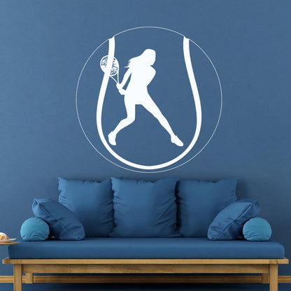 Lettering Decals Tennis Ball Sportswoman Rackets Easy Installation