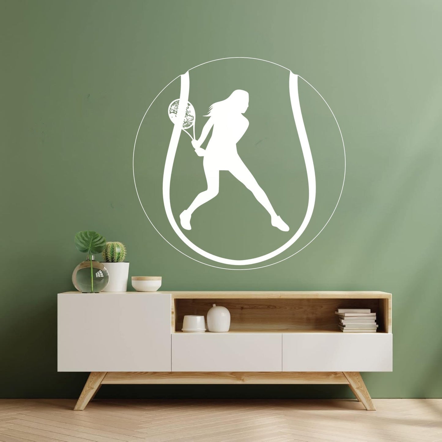 Lettering Decals Tennis Ball Sportswoman Rackets Easy Installation