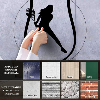 Lettering Decals Tennis Ball Sportswoman Rackets Easy Installation