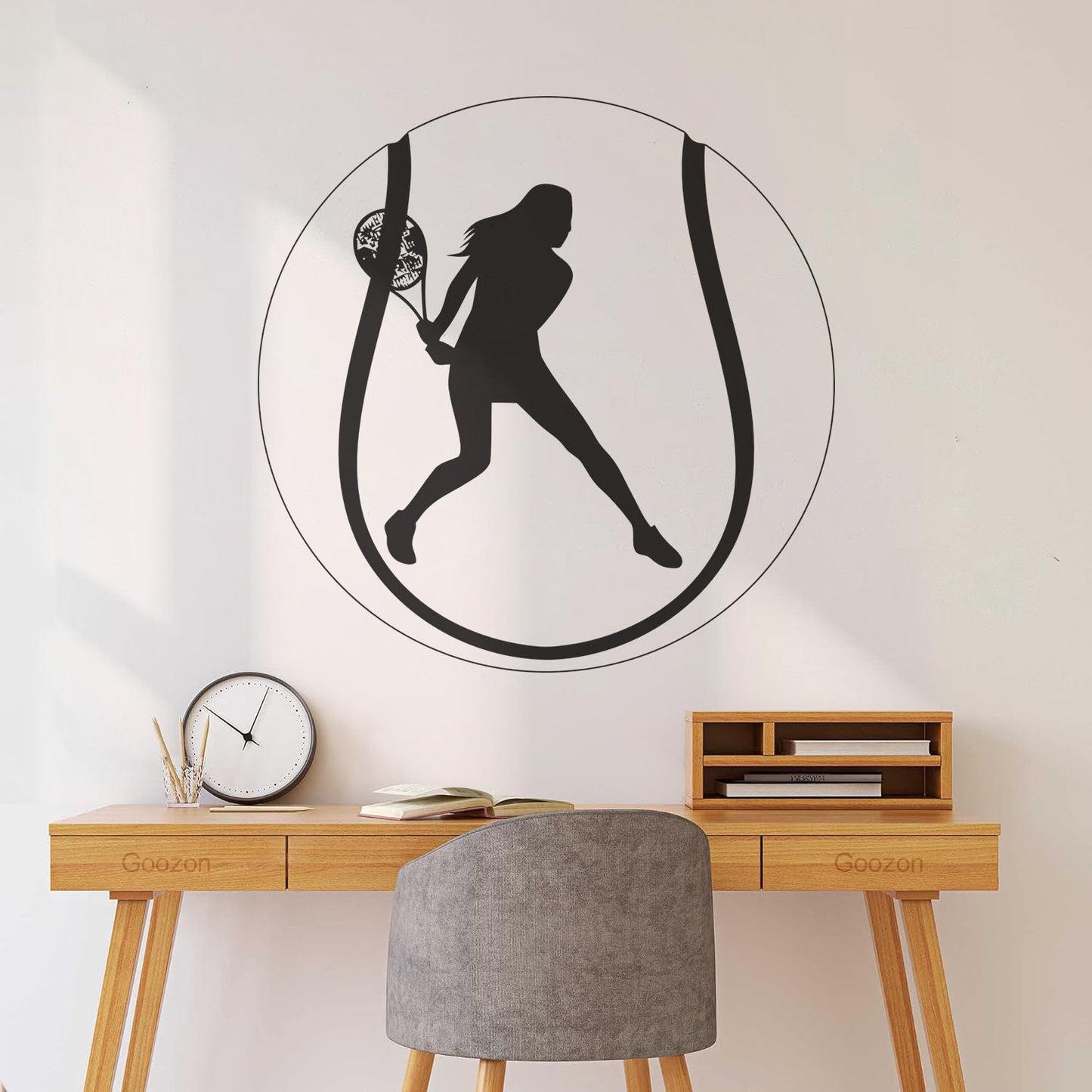 Lettering Decals Tennis Ball Sportswoman Rackets Easy Installation